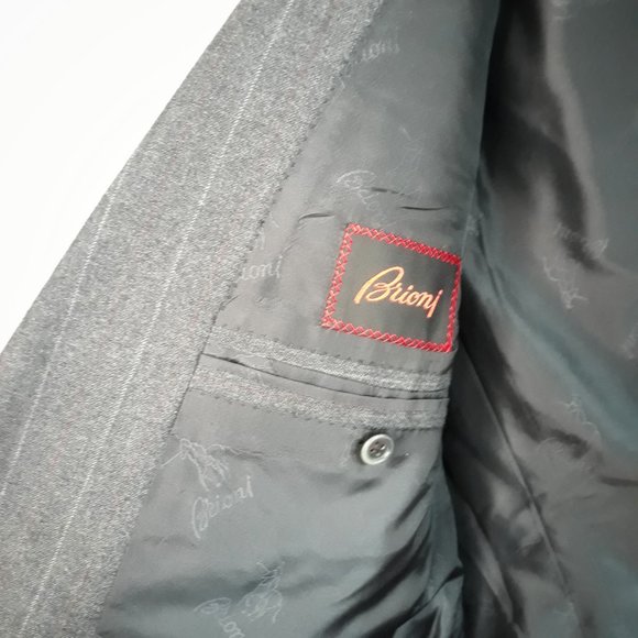 BRIONI men's suit 100% wool double breasted grey - Picture 5 of 16